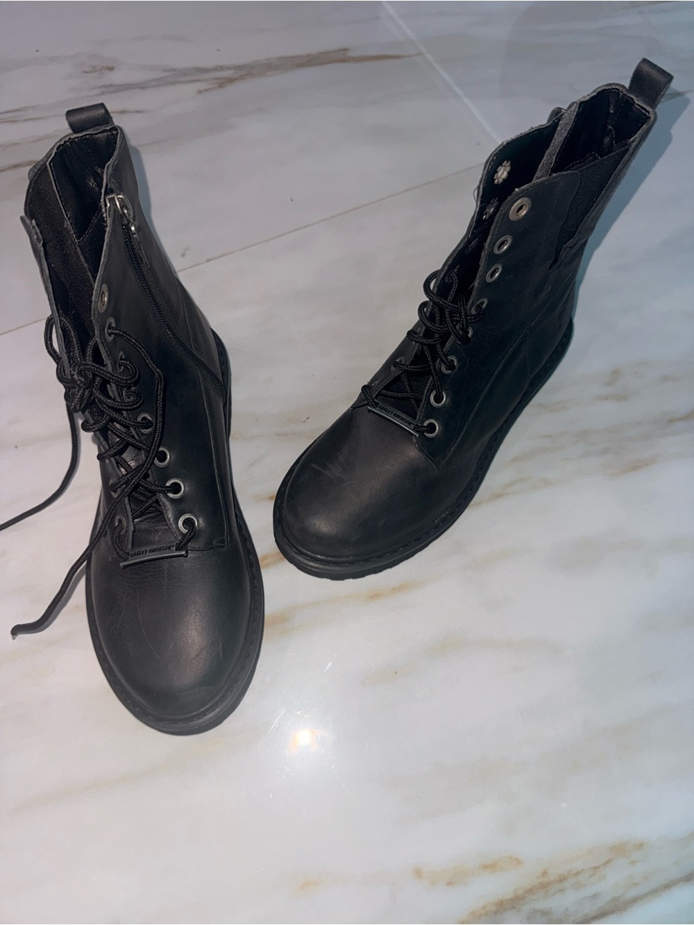 Harley-Davidson Women's Black Lace-Up Moto Boots